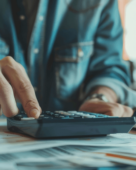 person using financial calculator planning their savings investments jpg